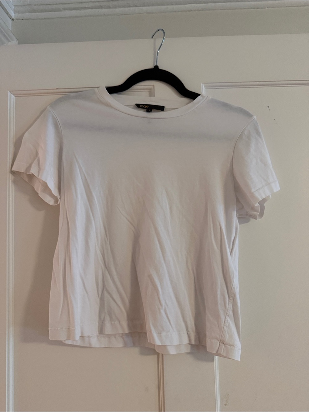 Maje White Crew Neck Short Sleeve Tee
